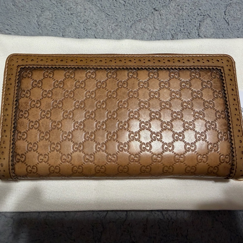 Gucci Tan Embossed Leather Wallet